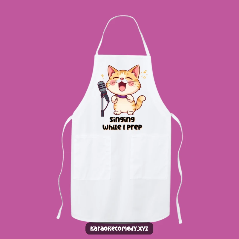 Funny Cat Microphone Apron: Cook Up a Storm with a Singing Rockstar Feline