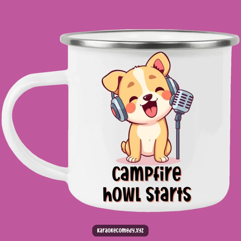 Adventure Ready Funny Dog Crooning Camping Mug: Your Trailside Rockstar