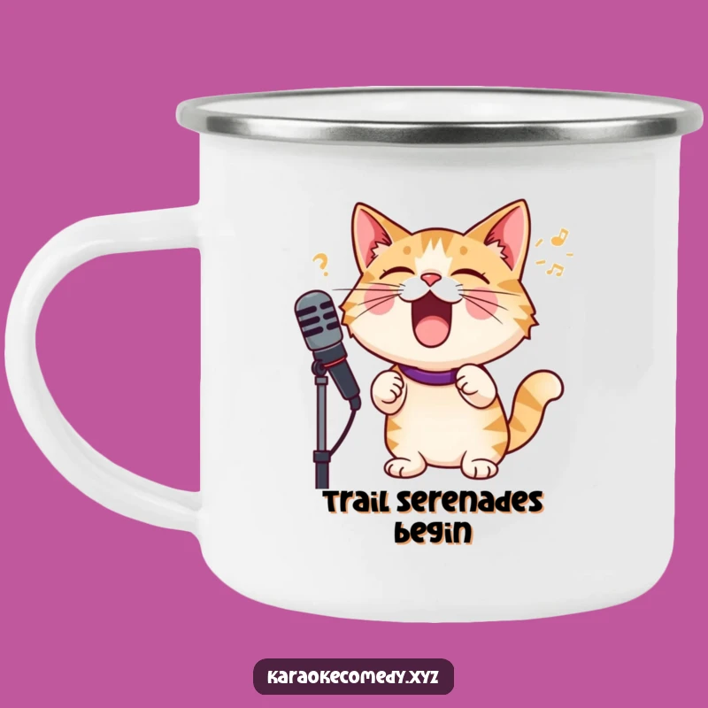 Adventure Ready Funny Cat Singing Camping Mug: Your Trailside Rockstar