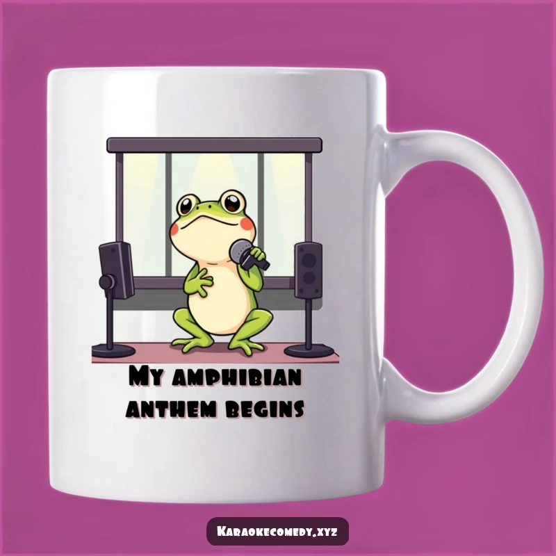 Funny Singing Frog Karaoke Mug: Hilarious Amphibian Rock Star Gift