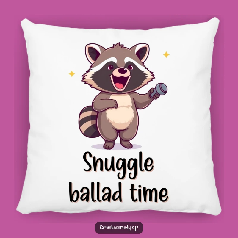 Funny Excited Raccoon Pillow: Cozy Glee Dancer Accent Pillow