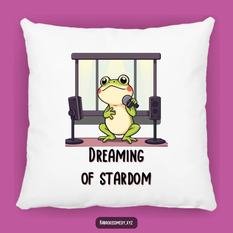 Funny Frog Karaoke Pillow: Cozy Amphibian Rockstar Accent Pillow