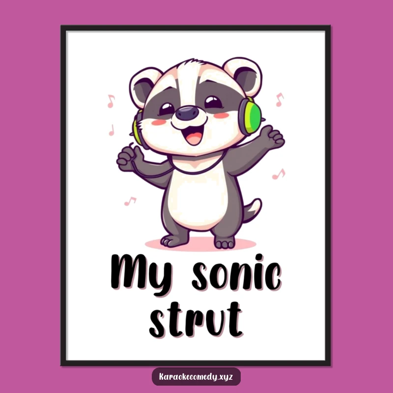 Funny Dancing Badger Digital Art: Hilarious Rhythmic Mammal Print