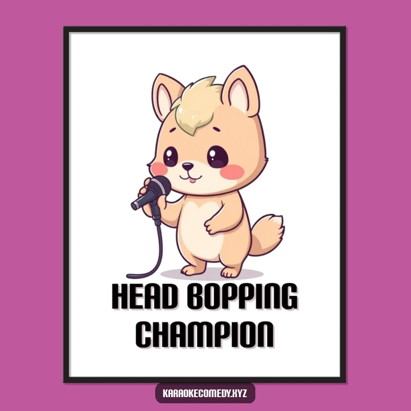 Funny Karaoke Animal Digital Art: Instant Download of Musical Fun!