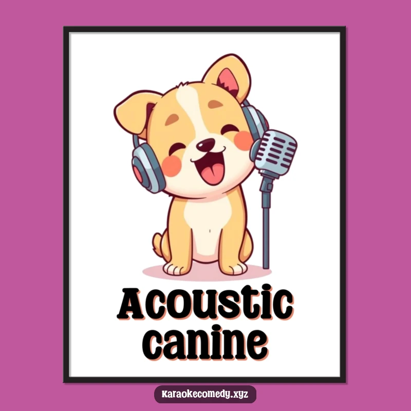 Instant Melody: Funny Dog Crooning Digital Art Print for Music Lovers
