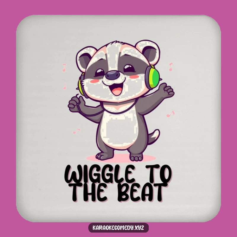 Funny Dancing Badger Coaster: Hilarious Music Lover Drink Protector