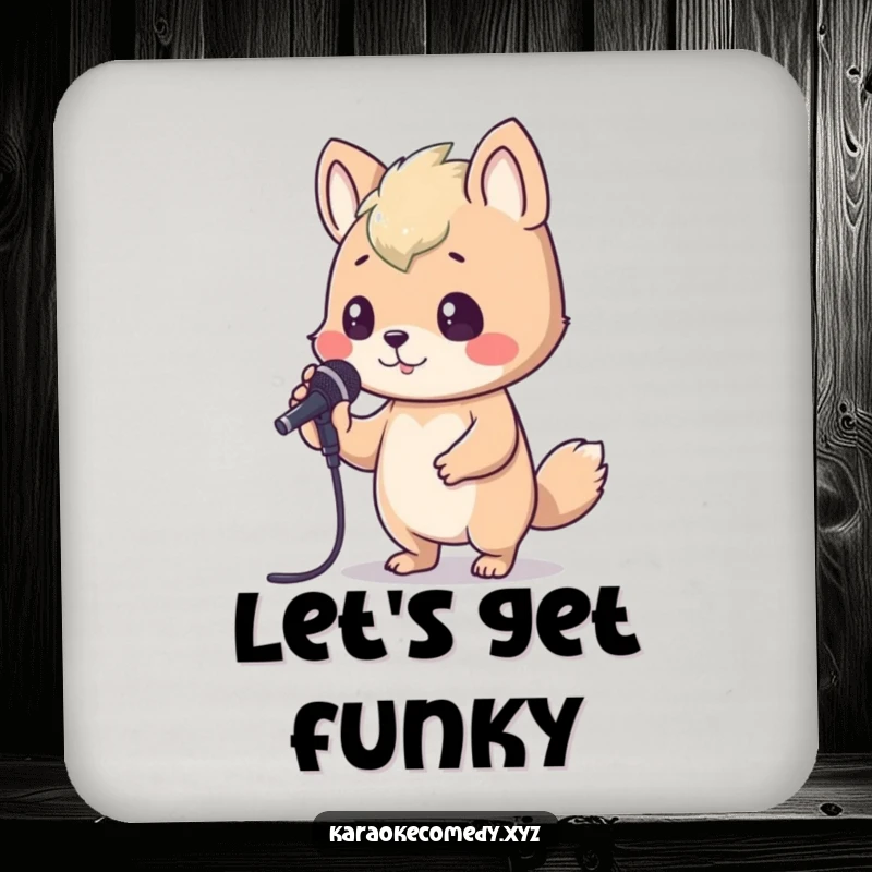Funny Drink Coaster showing an animal bopping its head with a karaoke microphone, adding a humorous musical touch to any setting.