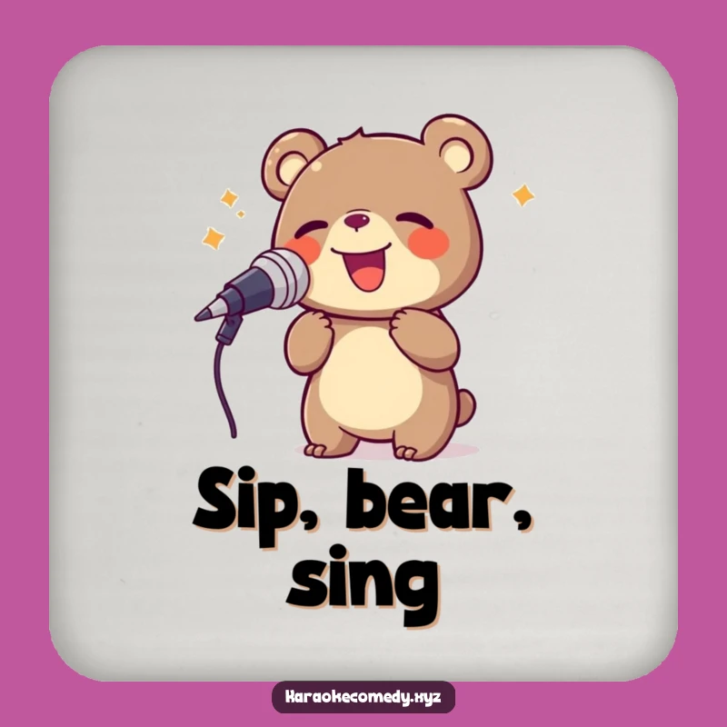 Protect Your Surfaces: Funny Bear Singing Drink Coaster Set