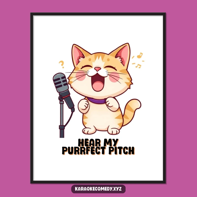 Funny Cat Singing Poster: Adorn Your Walls with a Joyful Rockstar Feline