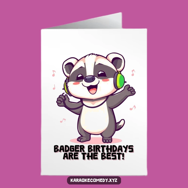 Free Printable Dancing Badger Birthday Card: Rocking Tunes Downloadable Gift