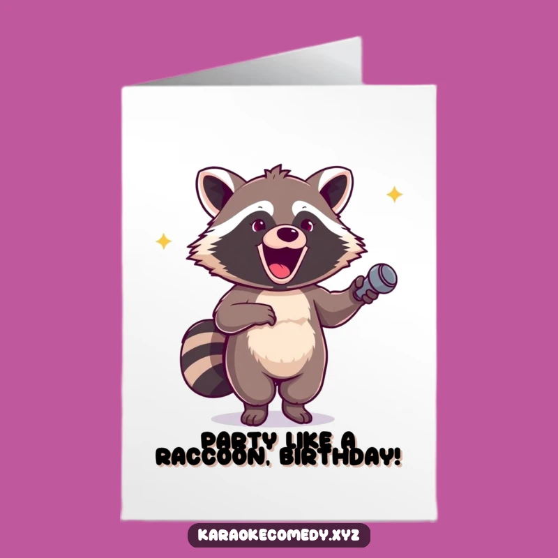 Free Printable Raccoon Birthday Card: Party Animal Vibes Downloadable Gift
