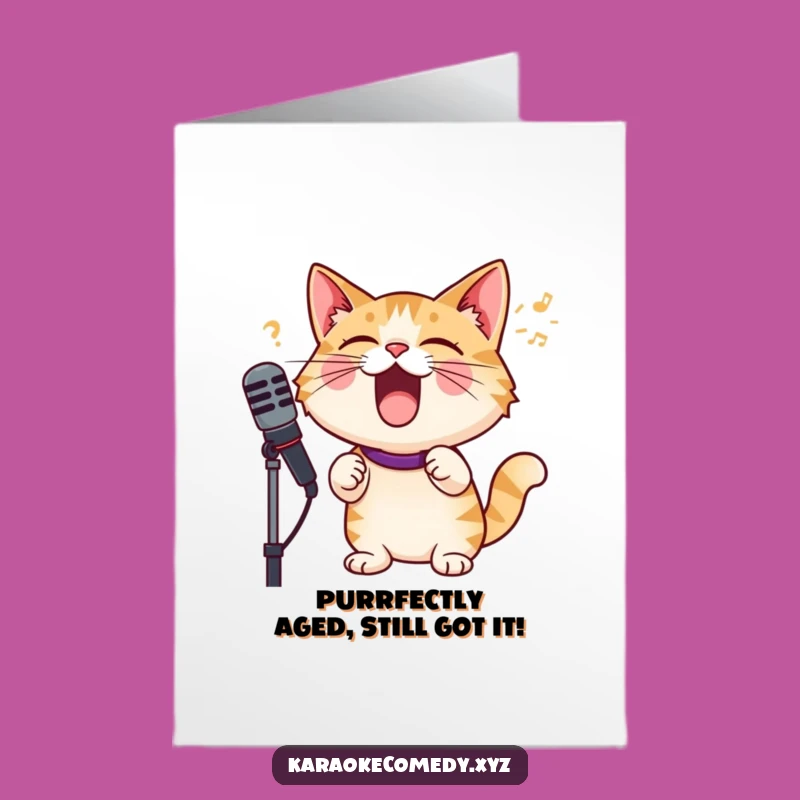 Funny Free Printable Birthday Card: Cat Singing Loudly, A Purrfectly Hilarious Downloadable Gift