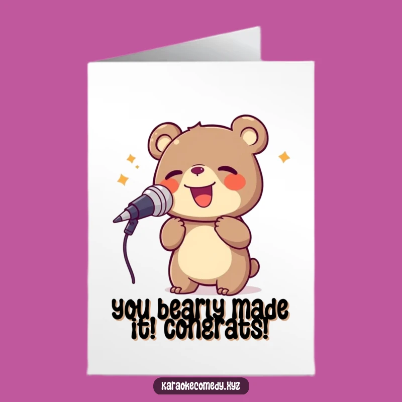 Free Printable Congrats Card: Bear's Big Song, Hilarious Downloadable Achievement Celebration