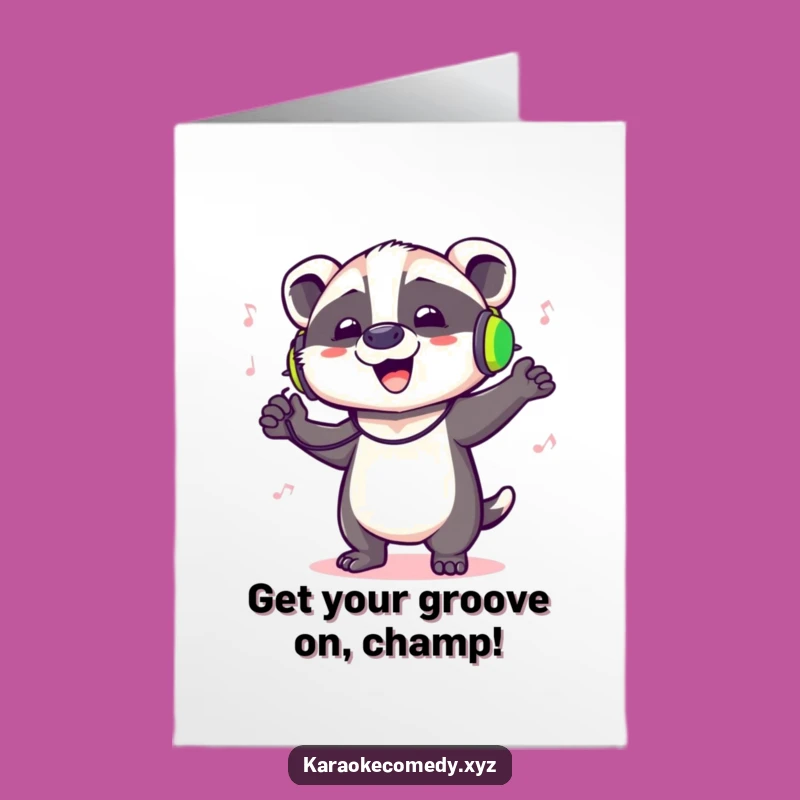 Free Printable Dancing Badger Congrats Card: Groovy Success Downloadable Gift