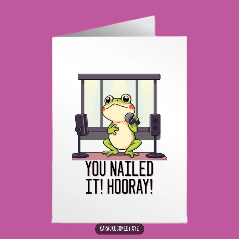 Free Printable Singing Frog Congrats Card: Hilarious Karaoke Win Downloadable Gift