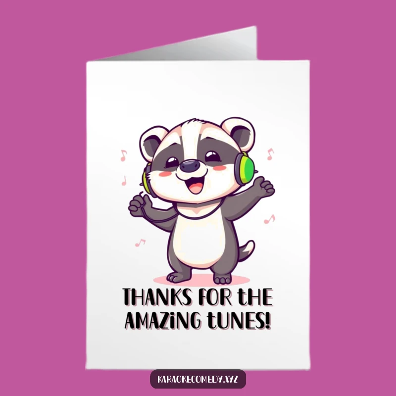 Free Printable Dancing Badger Thank You Card: Soulful Thanks Downloadable Gift