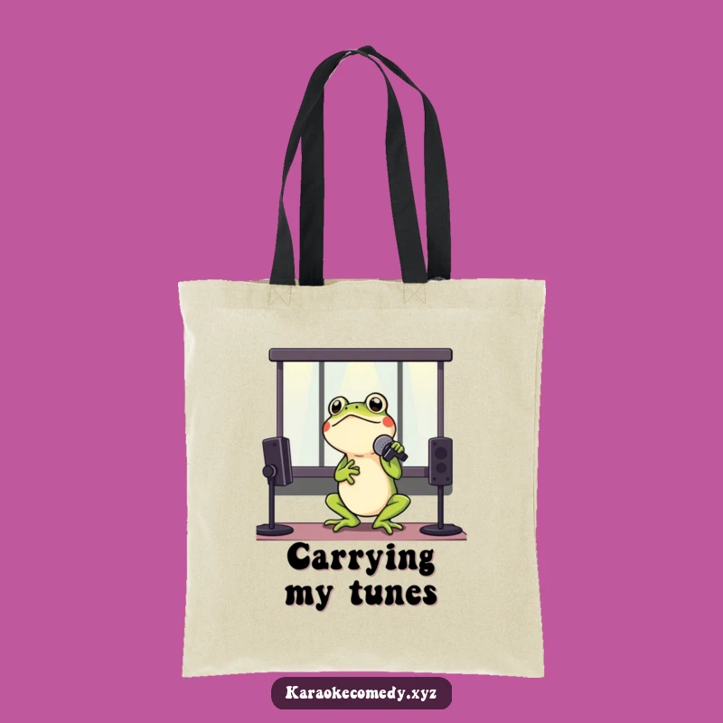 Funny Frog Karaoke Tote Bag: Hilarious Amphibian Music Lover Carryall