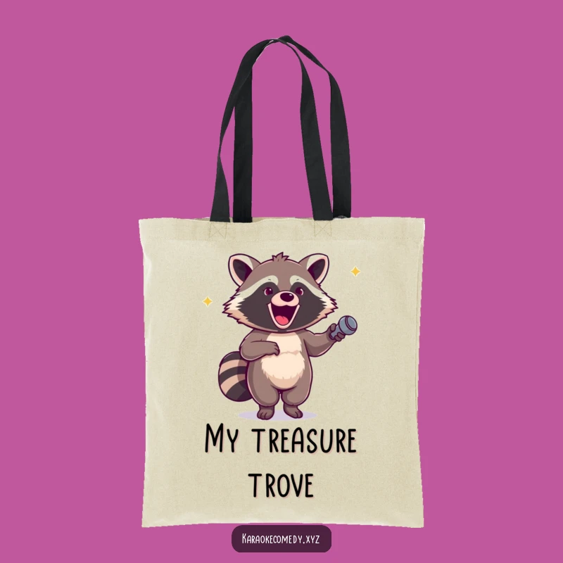Funny Excited Raccoon Tote Bag: Hilarious Music Lover Carryall